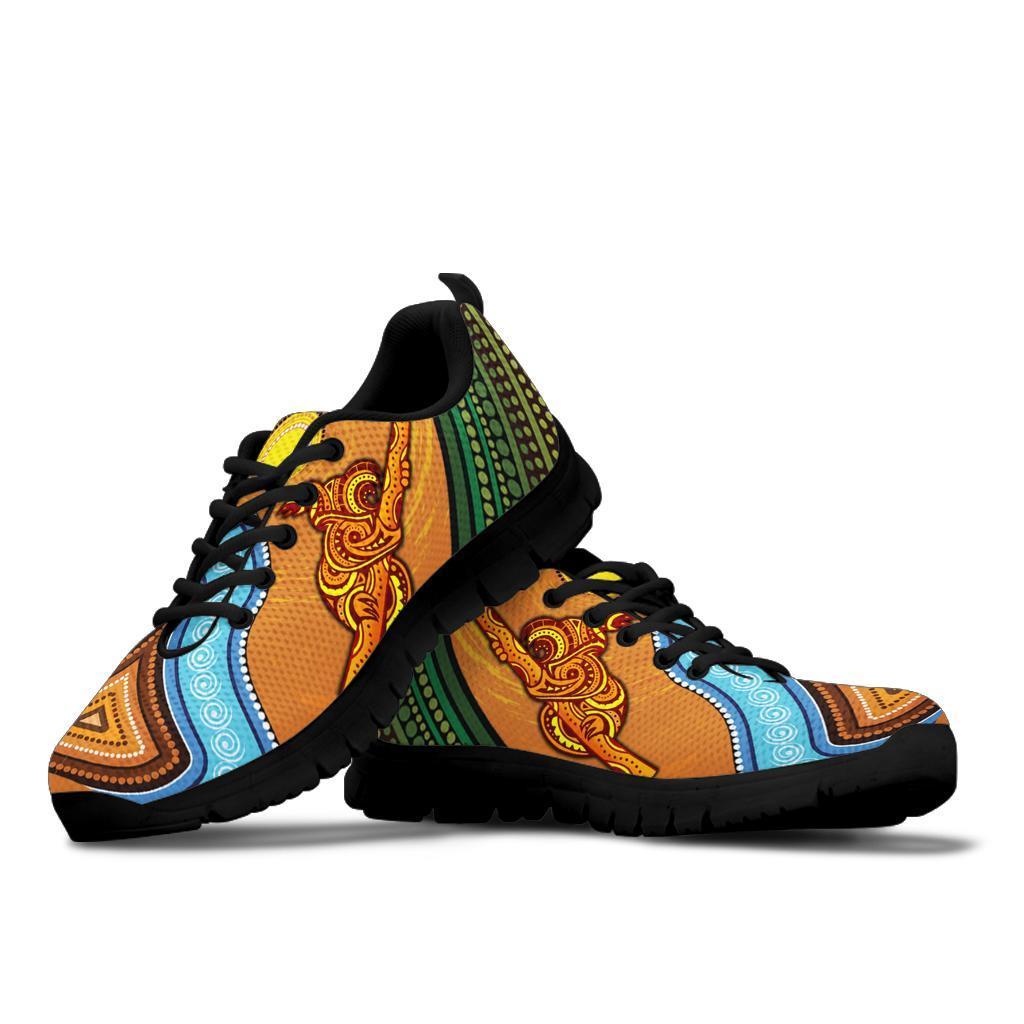 Sneakers - Australian Aboriginal Dot Painting Koala Black - Vibe Hoodie Shop