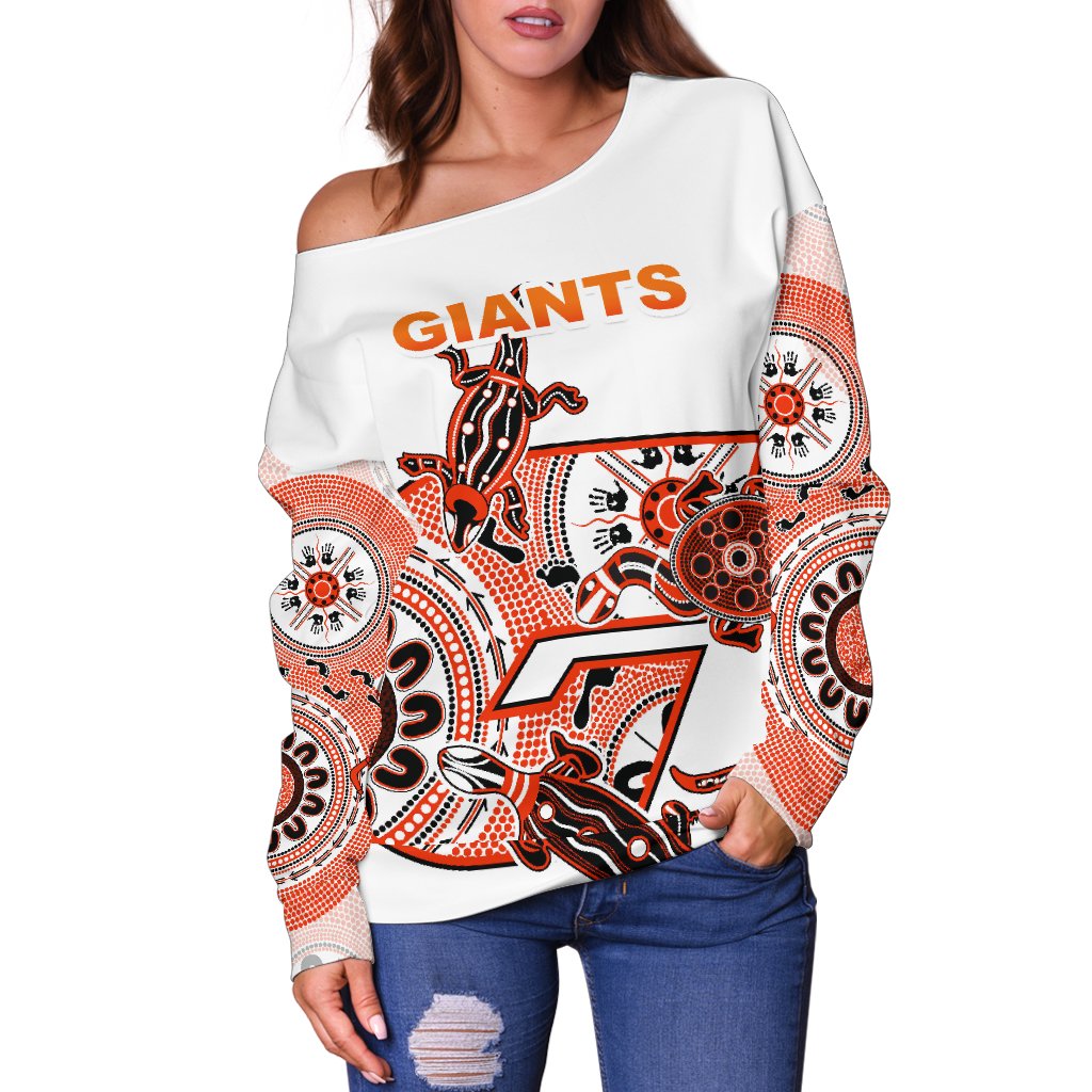Giants Women's Off Shoulder Sweater Simple Indigenous - Vibe Hoodie Shop