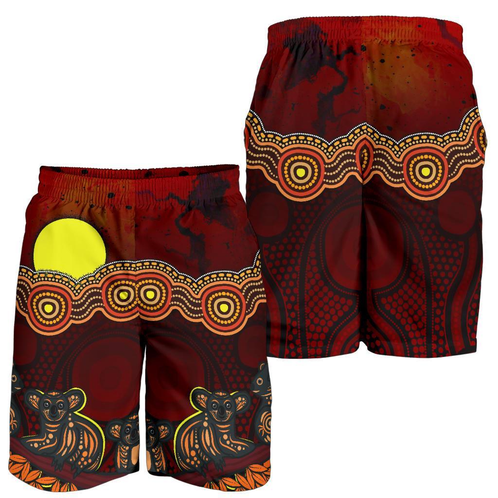 Aboriginal Men's Shorts - Australian Indigenous Koala - Vibe Hoodie Shop