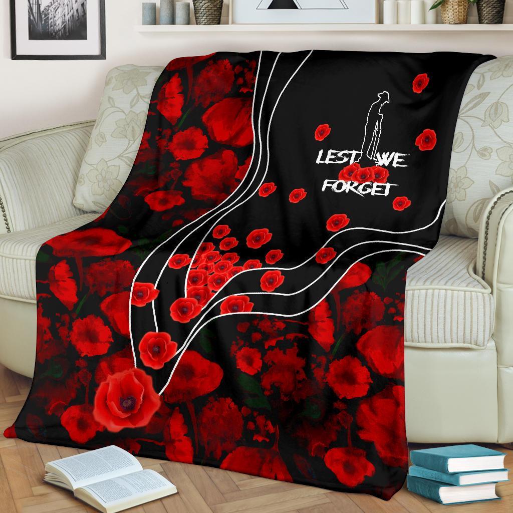 ANZAC Lest We Forget Premium Blanket - Poppy Flowers - Vibe Hoodie Shop