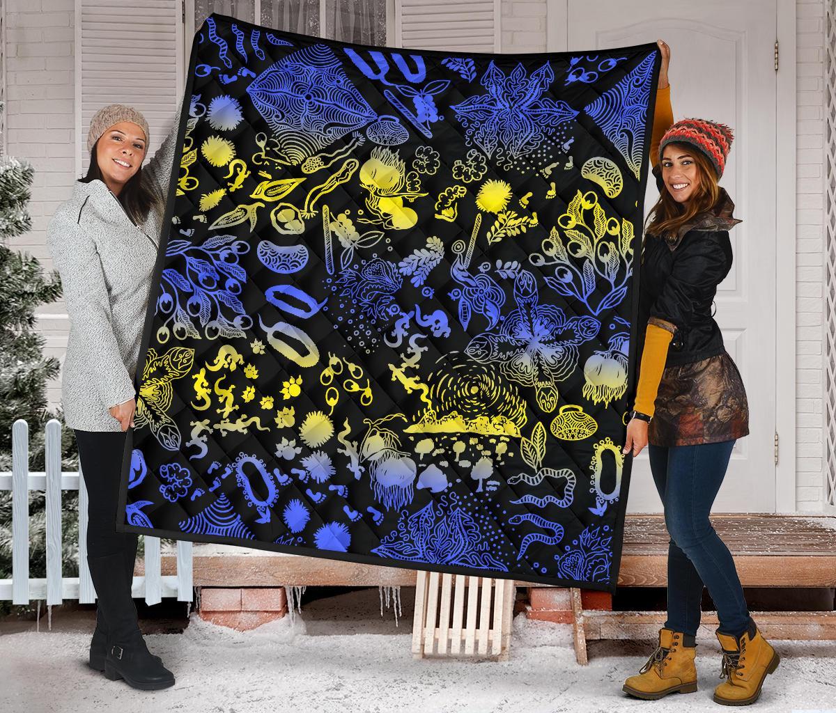 Australia Premium Quilt - Australian Aboriginal Golden Wattle - Vibe Hoodie Shop