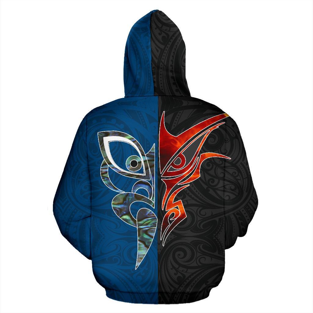 New Zealand Tumatauenga And Tangaroa Maori Zip Hoodie - Vibe Hoodie Shop