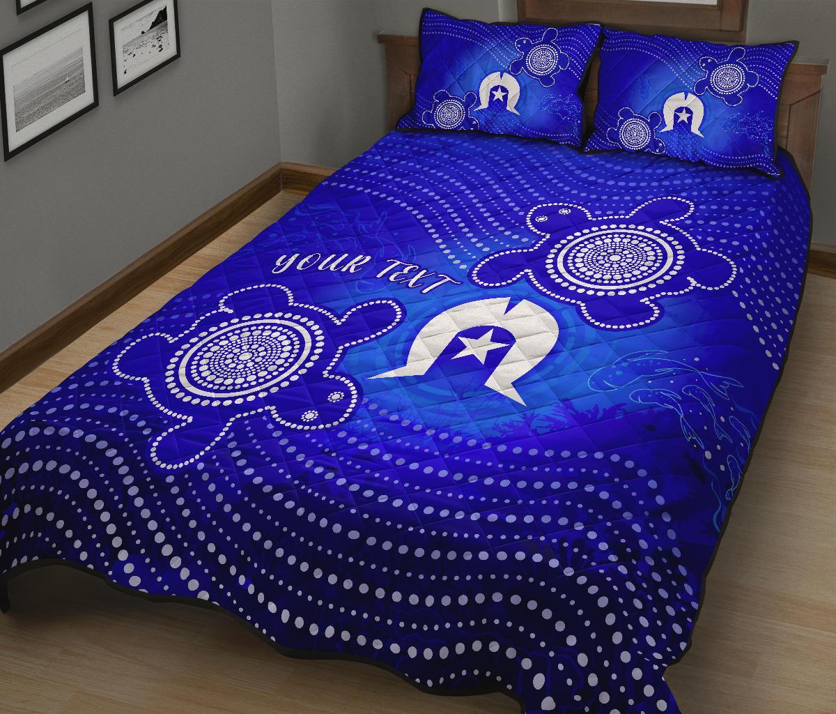 Custom Torres Strait Islanders Quilt Bed Sets - Torres Symbol With Indigenous Turtle - Vibe Hoodie Shop