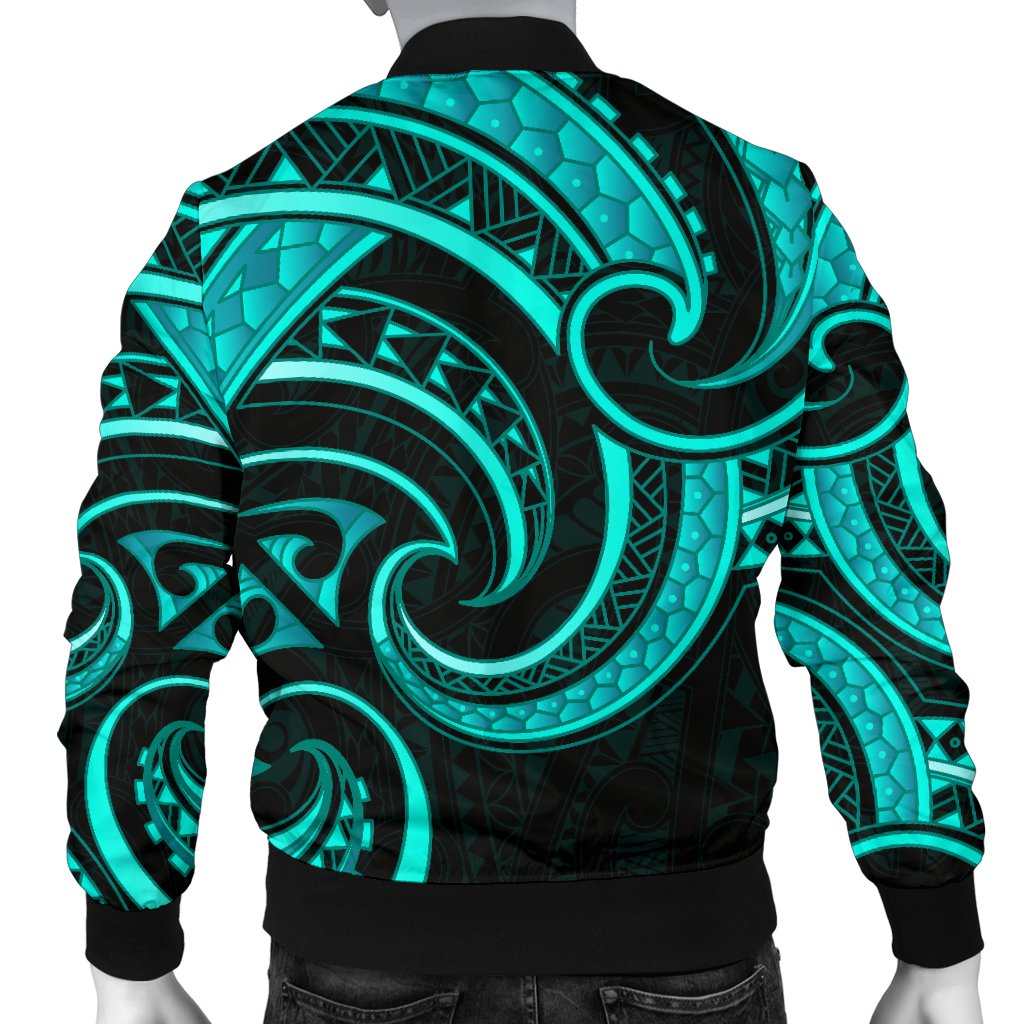 New Zealand Maori Mangopare Men Bomber Jacket Polynesian - Turquoise - Vibe Hoodie Shop