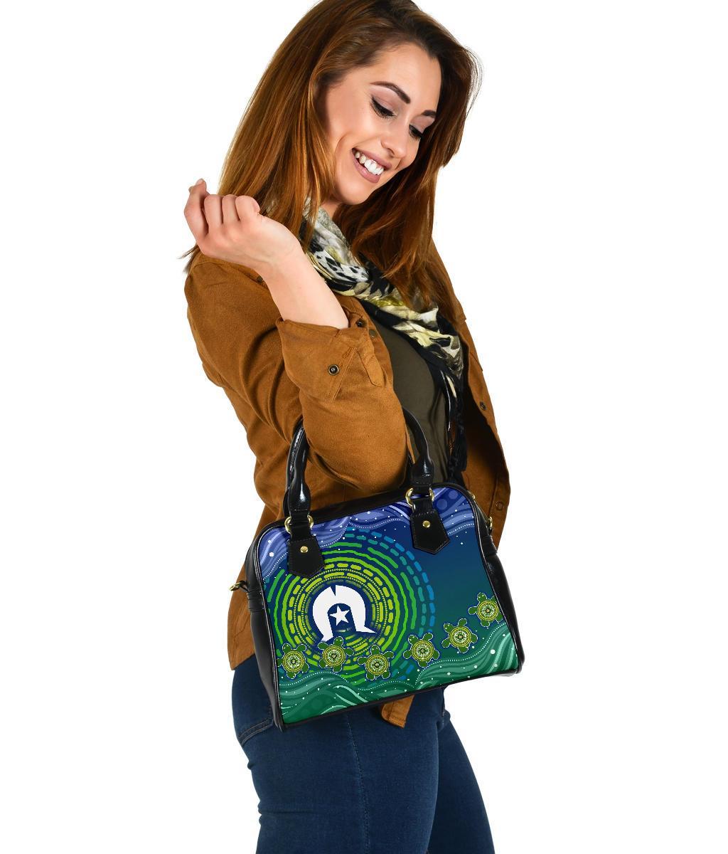 Torres Strait Islanders Shoulder Handbag - Aboriginal Turtle - Vibe Hoodie Shop