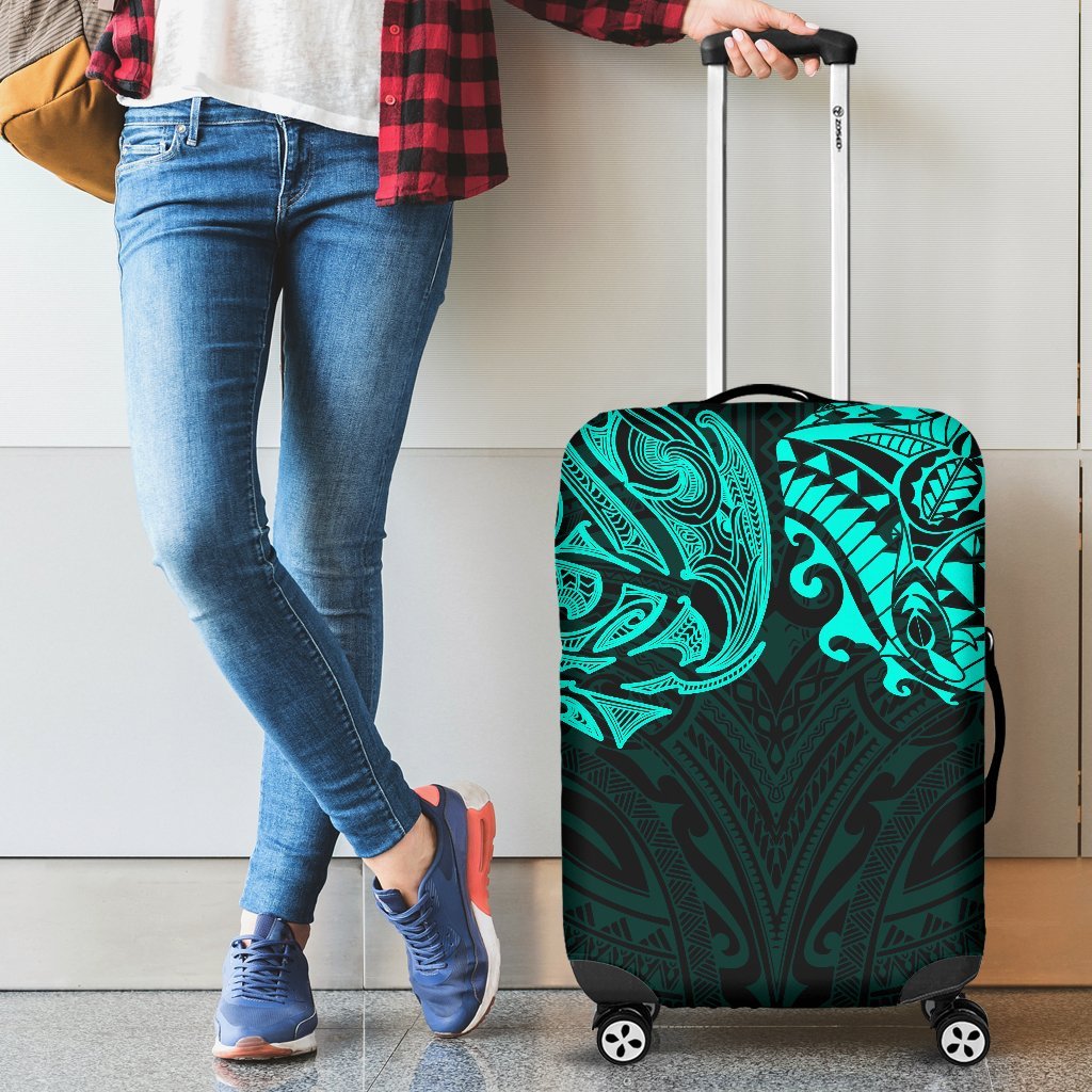 New Zealand Luggage Covers, Maori Polynesian Tattoo Turquoise - Vibe Hoodie Shop