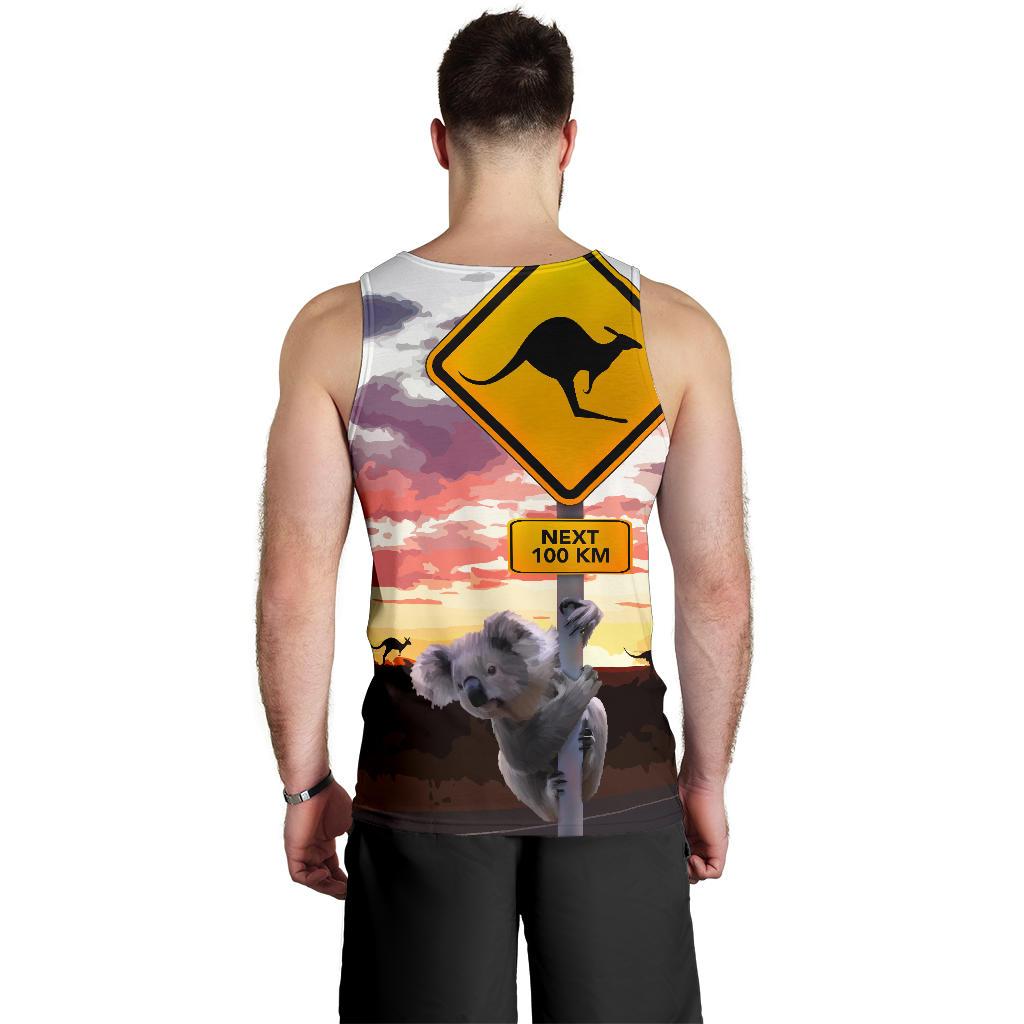 Men Tank Top - Koala Mens Tank Kangaroo Sign Sunset Landscape Art - Vibe Hoodie Shop