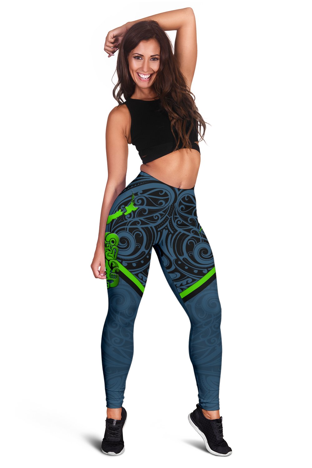 New Zealand Maori Rugby Women Leggings Pride Version - Navy - Vibe Hoodie Shop