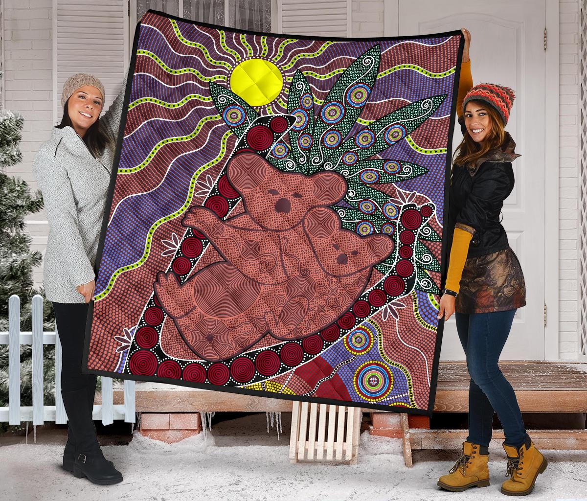 Premium Quilts - Koala Coverlets Aboriginal Pattern - Vibe Hoodie Shop