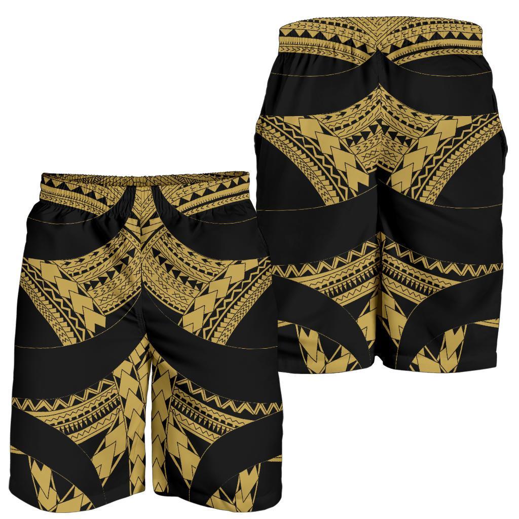 Samoan Tattoo All Over Print Men's Shorts Gold - Vibe Hoodie Shop