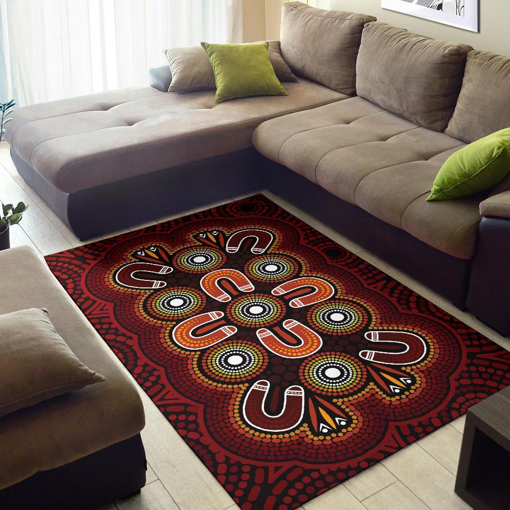 ABoriginal Area Rug - Aboriginal Dot Painting Flowers Style - Vibe Hoodie Shop