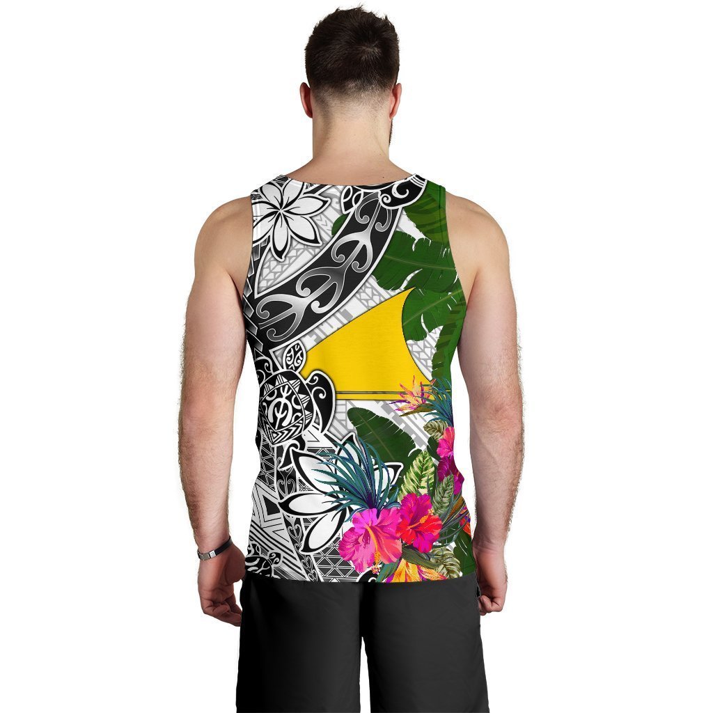 Tokelau Custom Personalised Men's Tank Top White - Turtle Plumeria Banana Leaf - Vibe Hoodie Shop