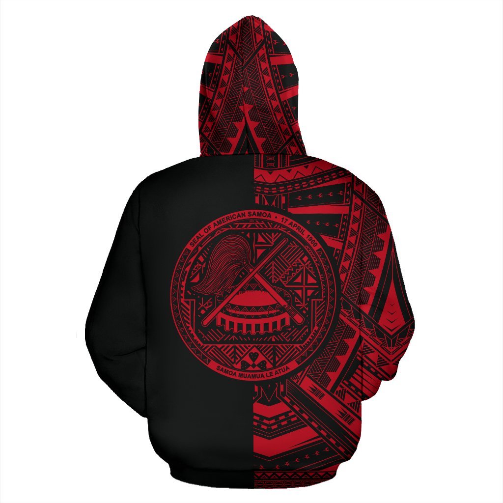 American Samoa Hoodie Coat Of Arms - Half Style (Red) - Vibe Hoodie Shop