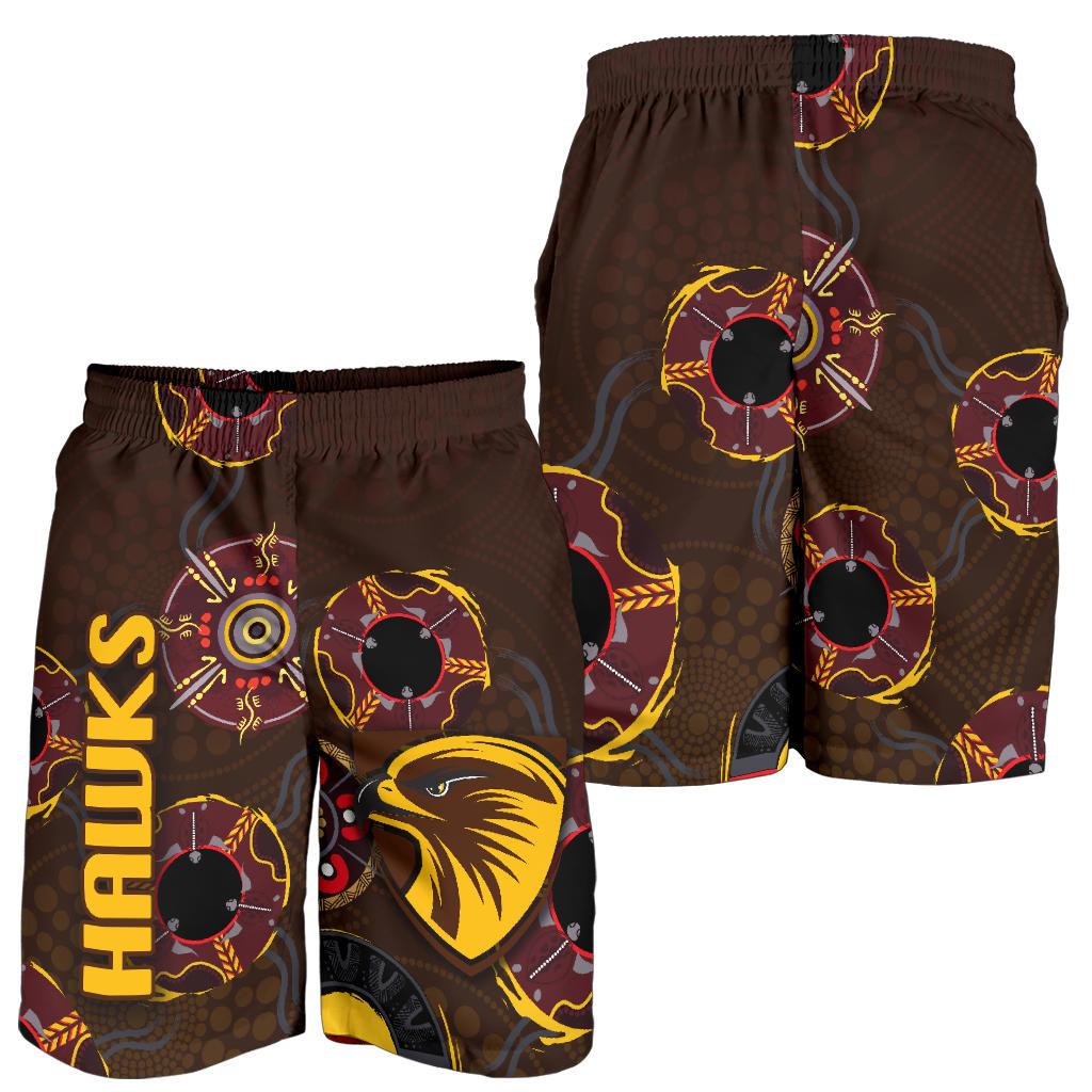 Hawthorn Men Shorts Hawks Indigenous - Brown - Vibe Hoodie Shop