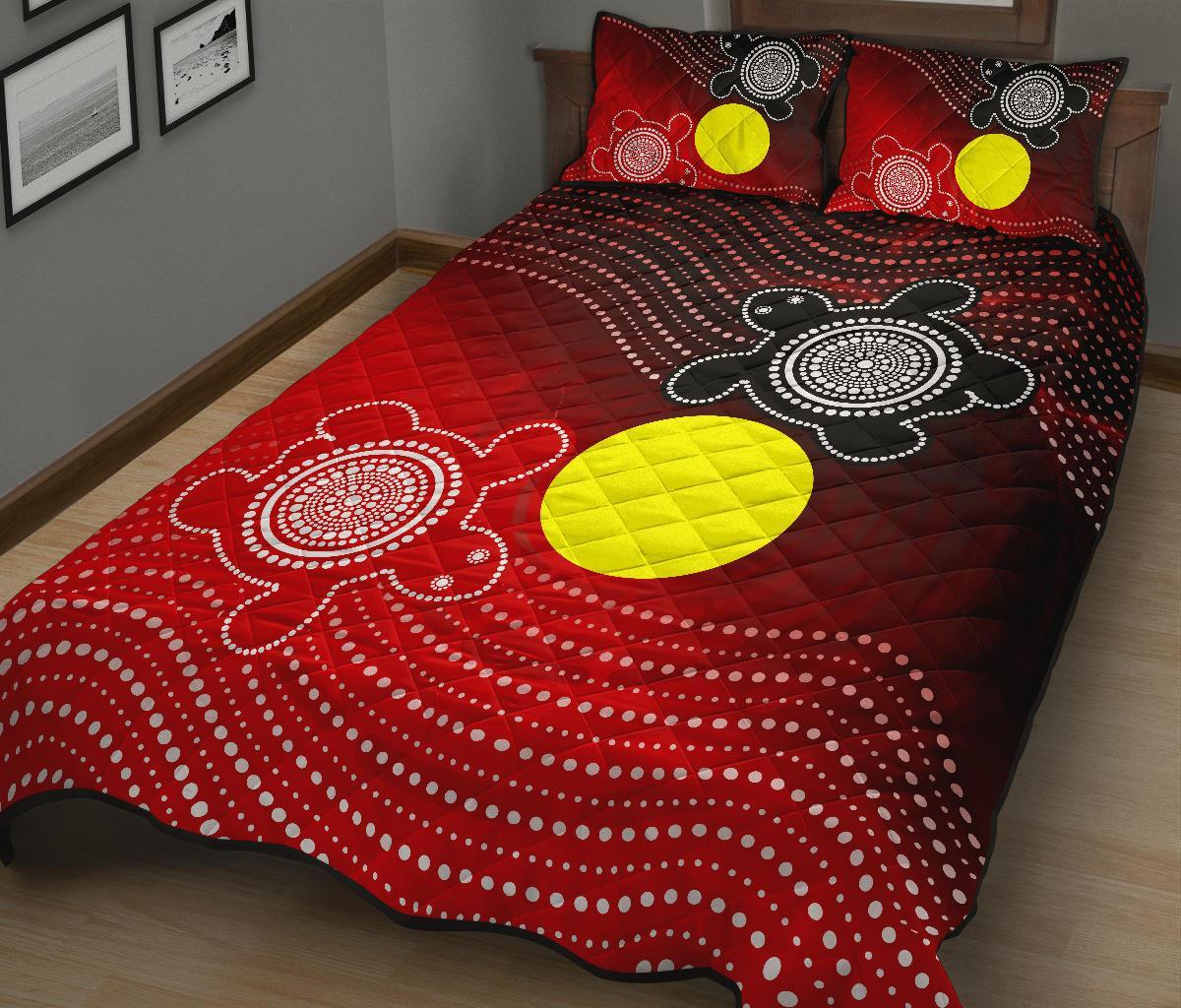 Aboriginal Quilt Bed Set - Indigenous Circle Dot Painting Style - - Vibe Hoodie Shop