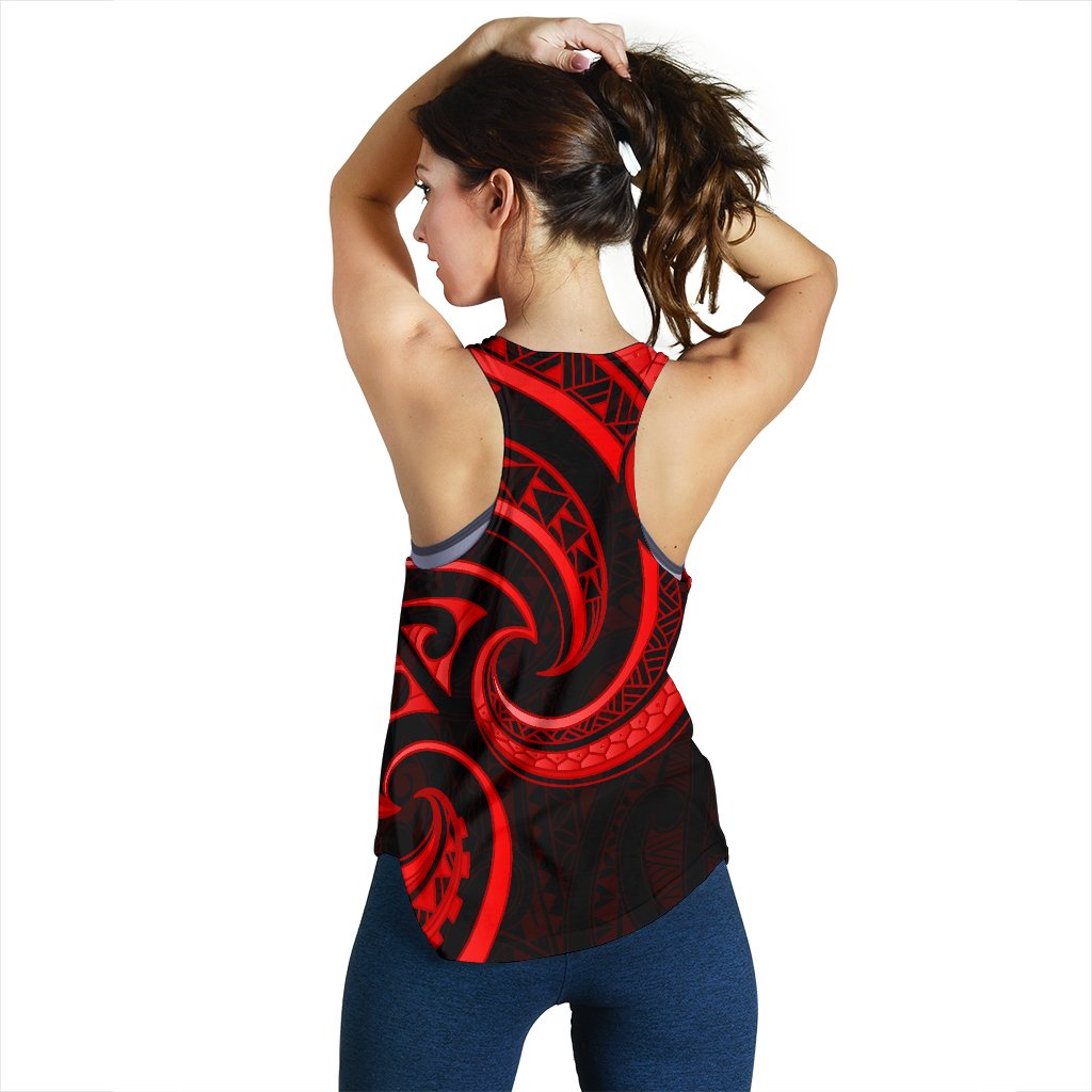 New Zealand Maori Mangopare Women Racerback Tank Polynesian - Red - Vibe Hoodie Shop