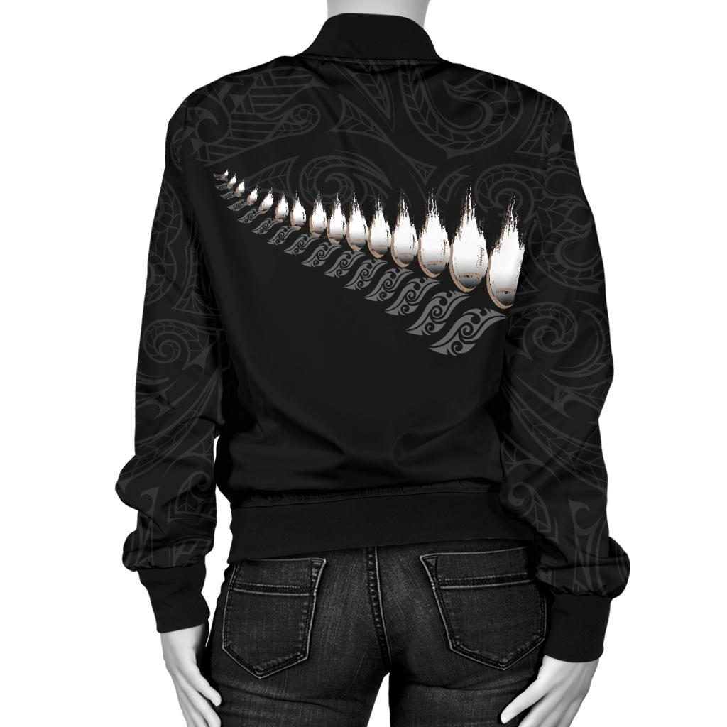 New Zealand Bomber Jacket Rugby Silver Fern (Women) - Vibe Hoodie Shop