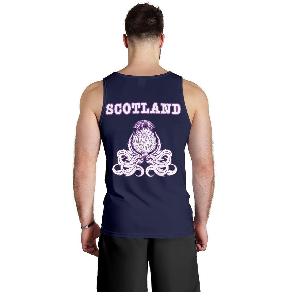 Scotland Rugby Men Tank Top Lion Rampant With Thistle - Vibe Hoodie Shop