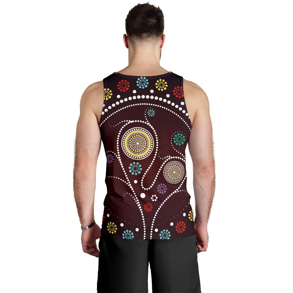 Men Tank Top - Aboriginal Dot Painting Mens Tank Tree - Vibe Hoodie Shop