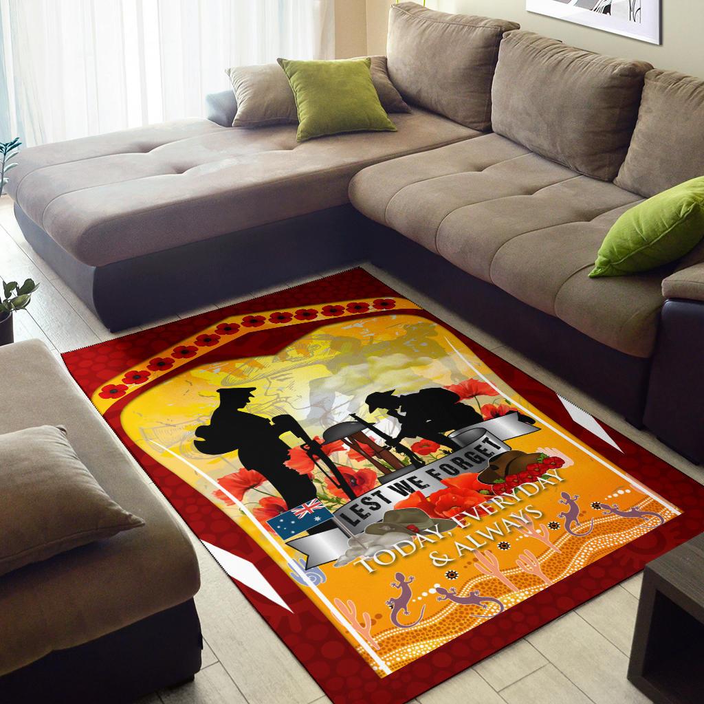 ANZAC Area Rug - Lest We Forget Aboriginal Version - Vibe Hoodie Shop