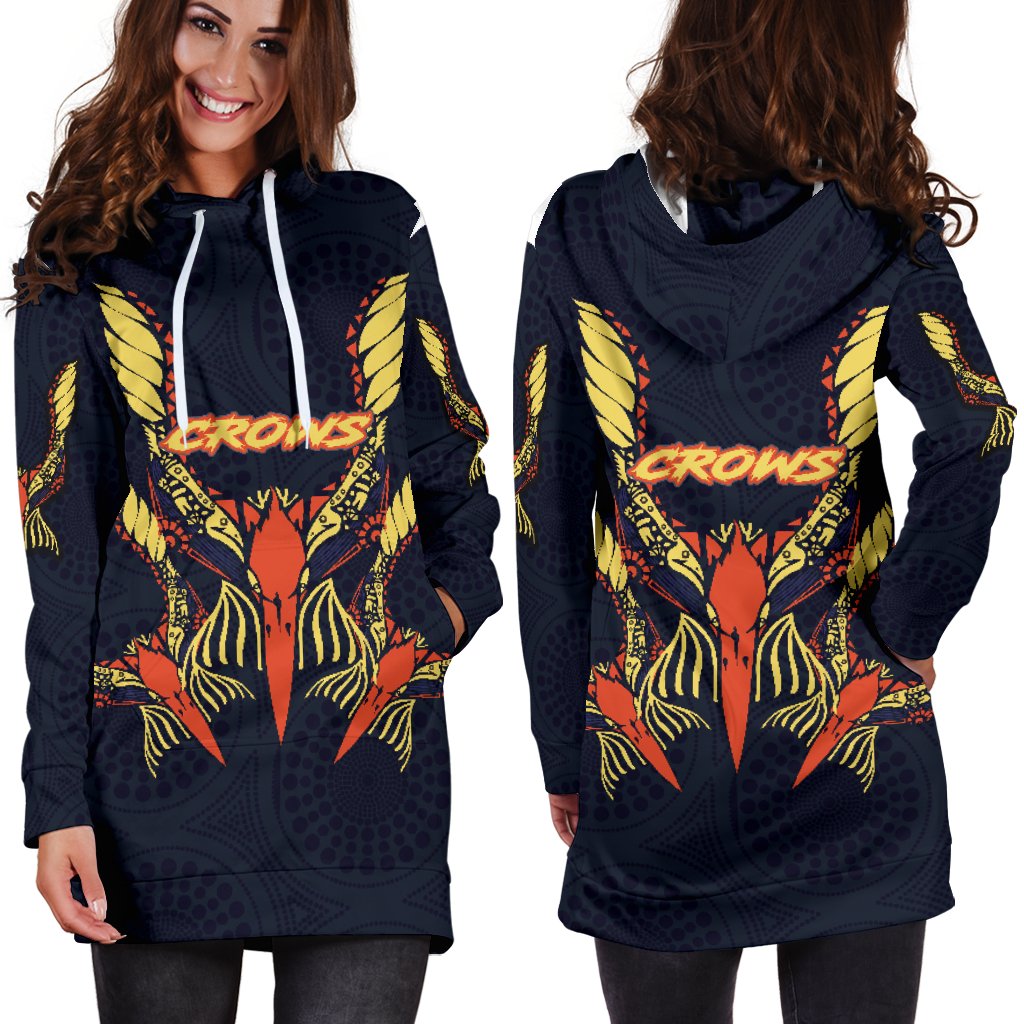 Adelaide Women Hoodie Dress Simple Indigenous Crows - Vibe Hoodie Shop