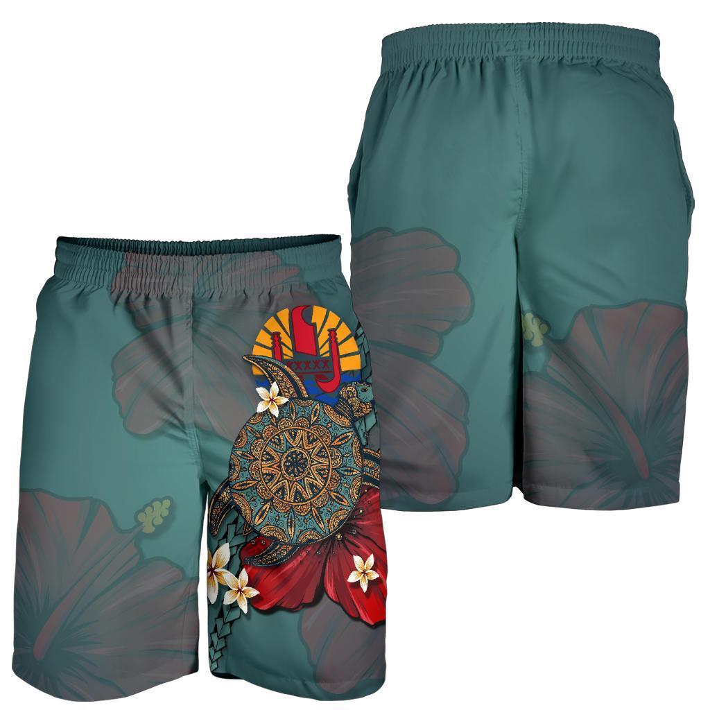 Tahiti Shorts Men - Blue Turtle Tribal - Vibe Hoodie Shop