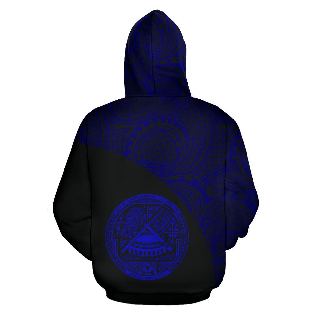 American Samoa Hoodie Coat Of Arms Polynesian Wave Blue (Custom) - Vibe Hoodie Shop