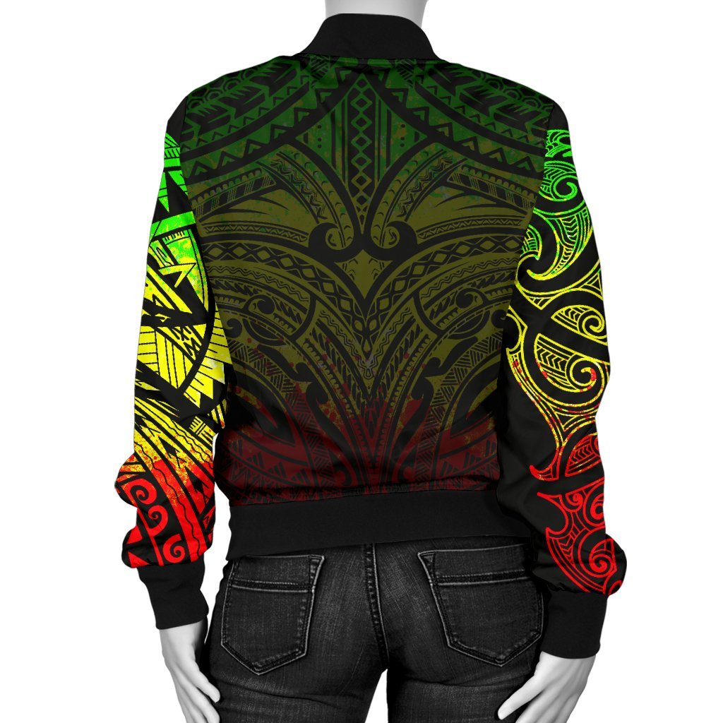 New Zealand Women's Bomber Jacket, Maori Polynesian Tattoo Reggage - Vibe Hoodie Shop