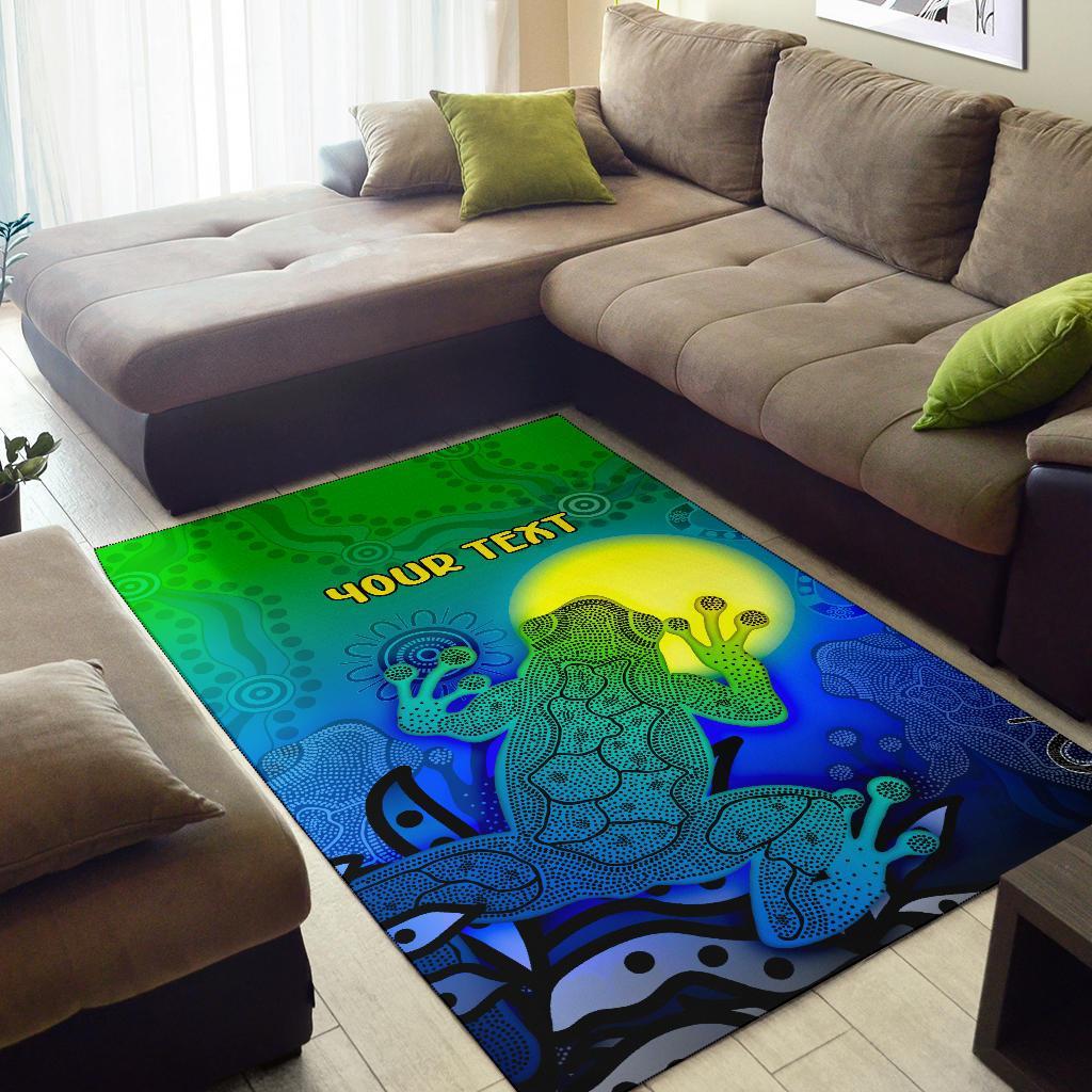 Custom Aboriginal Area Rug - Indigenous Frog (Blue) - Vibe Hoodie Shop