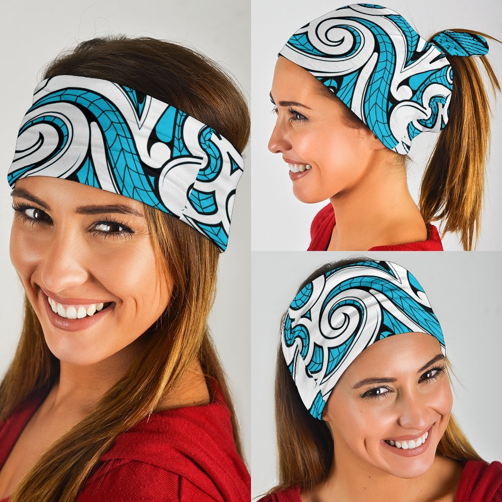 New Zealand Maori Tribal Ornament Bandana - Blue - Vibe Hoodie Shop