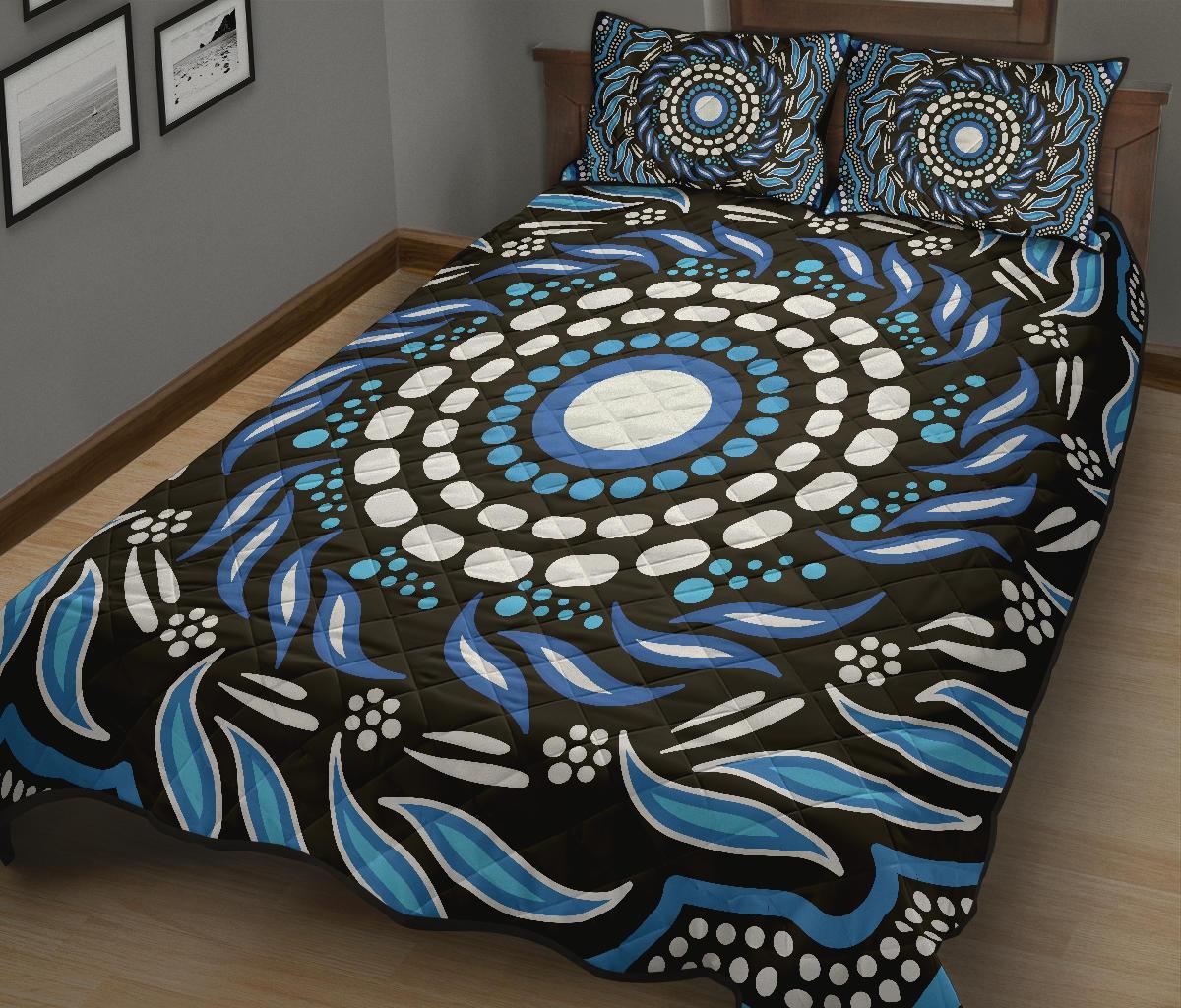 Aboriginal Quilt Bed Set - Indegenous Dot Painting Art - Vibe Hoodie Shop