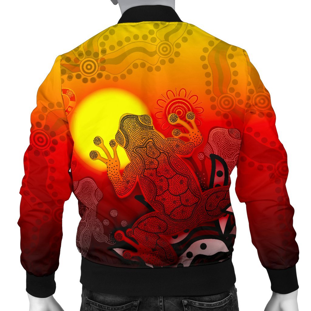Custom Aboriginal Men's Bomber Jacket - Indigenous Frog (Red) - Vibe Hoodie Shop