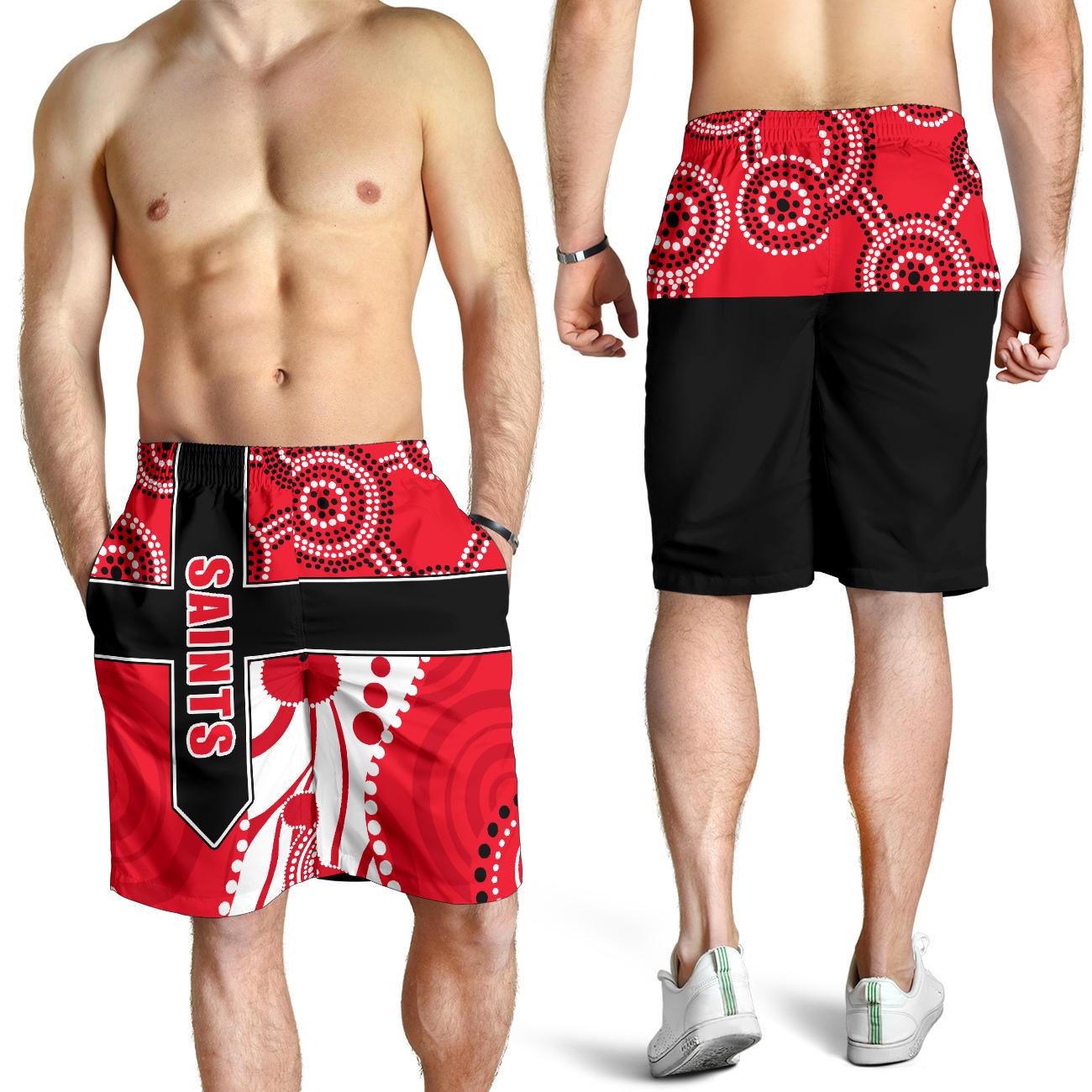 Saints Enthusiasm Men Shorts St Kilda Indigenous - Vibe Hoodie Shop