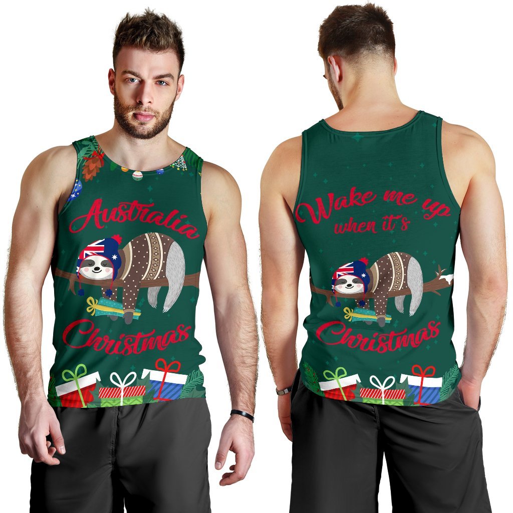 Australia Christmas Men's Tank Top Green - Merry Christmas - Vibe Hoodie Shop