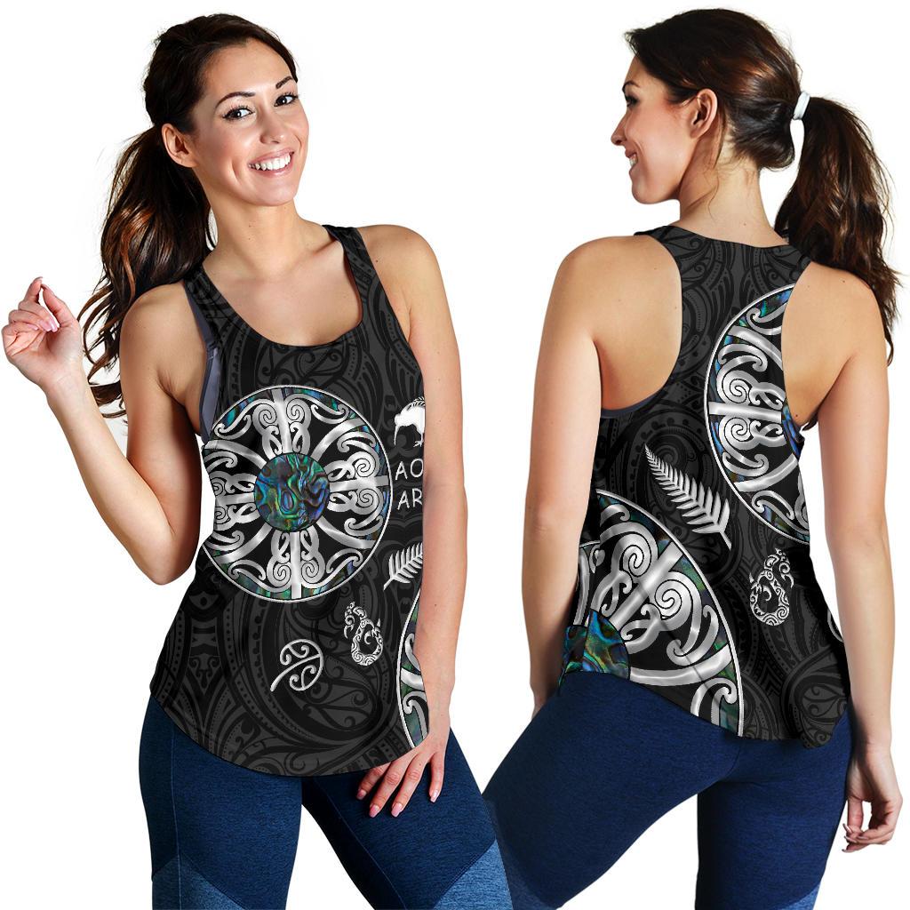 New Zealand Aotearoa Women Racerback Tank, Maori Mangopare Paua Shell Pullover - Vibe Hoodie Shop