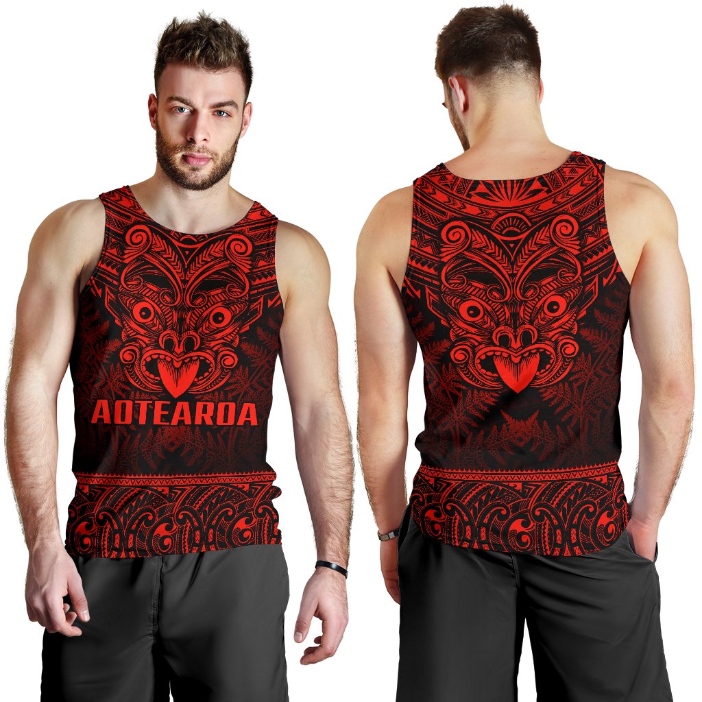 New Zealand Rugby Men's Tank Top Maori Haka - Silver Fern (Red) - Vibe Hoodie Shop
