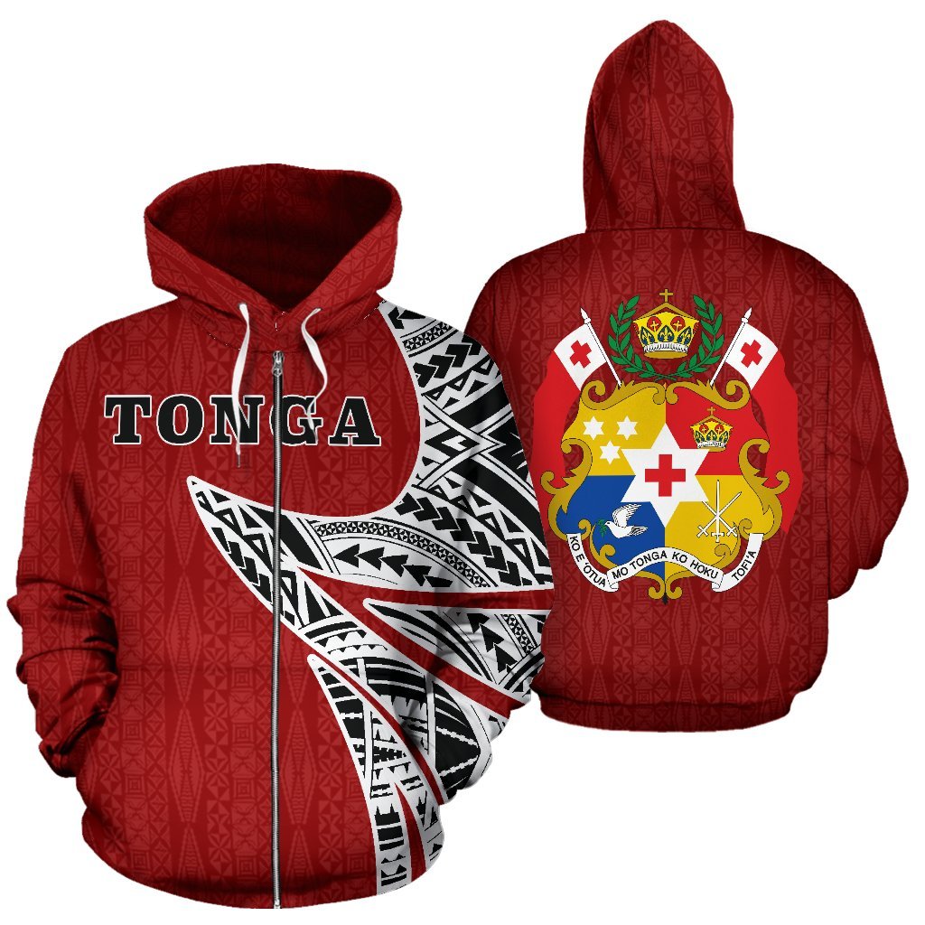 Zip Up Hoodie Tonga Coat Of Arms Polynesian - Warrior Sytle - Vibe Hoodie Shop