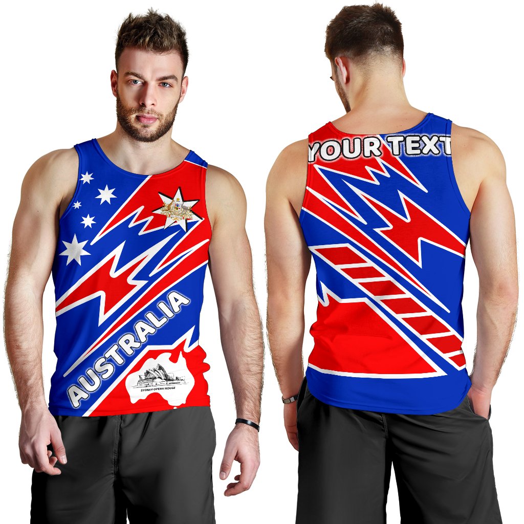 (Custom) Men's Tank Top - Australia Flag Color And Coat Of - Vibe Hoodie Shop