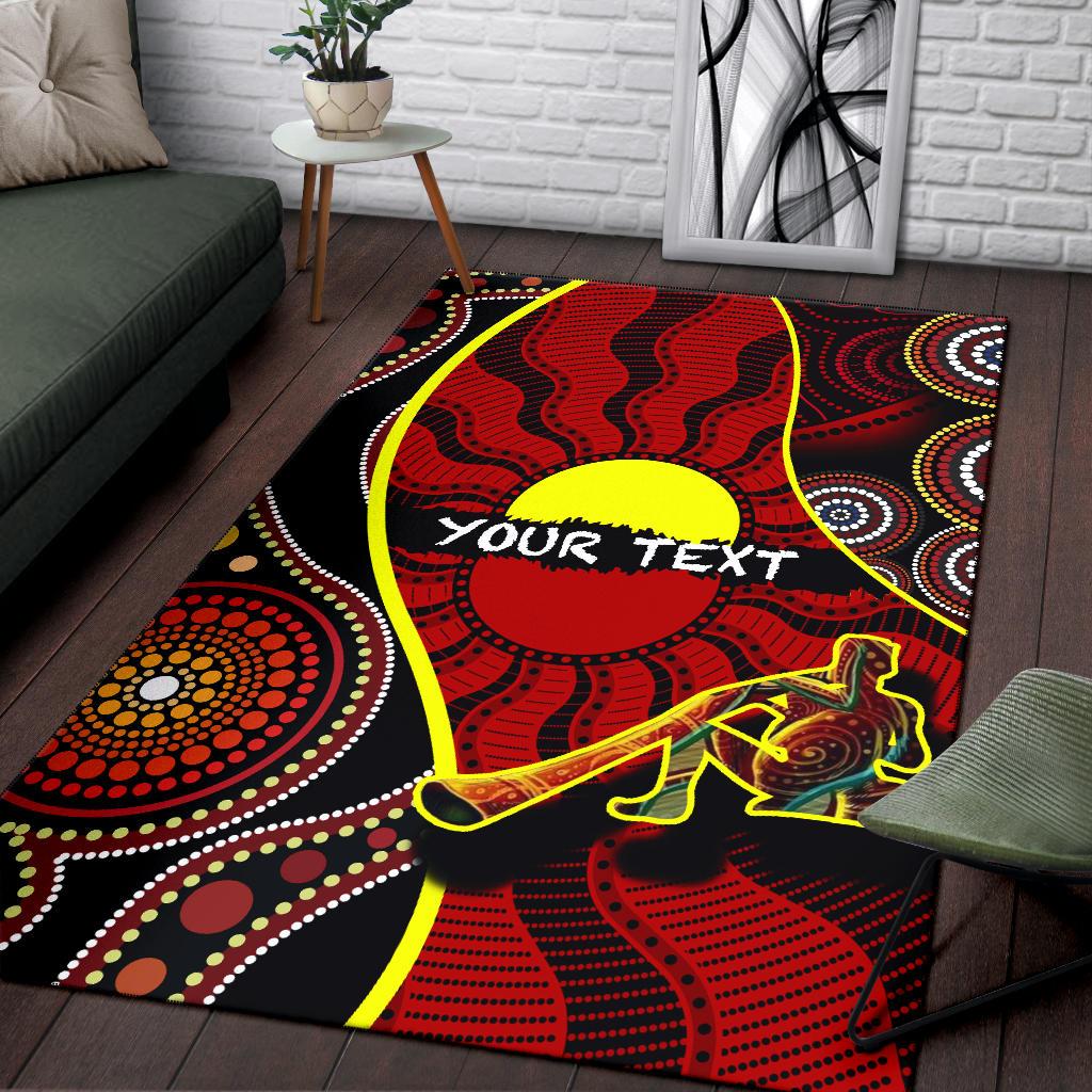 Custom Area Rug - Australia Aboriginal Dots With Didgeridoo - Vibe Hoodie Shop