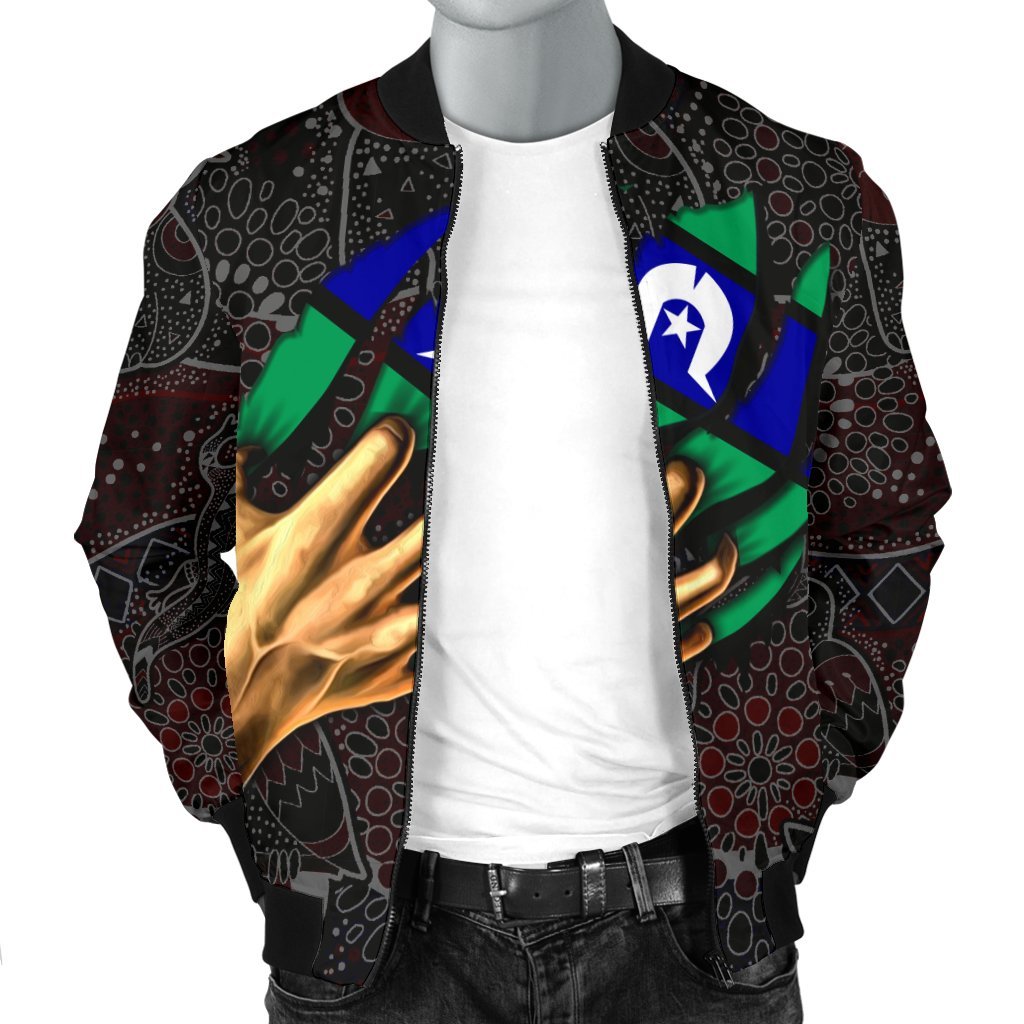 Aboriginal Men's Bomber Jacket - Torres Strait Blood In Me - Vibe Hoodie Shop