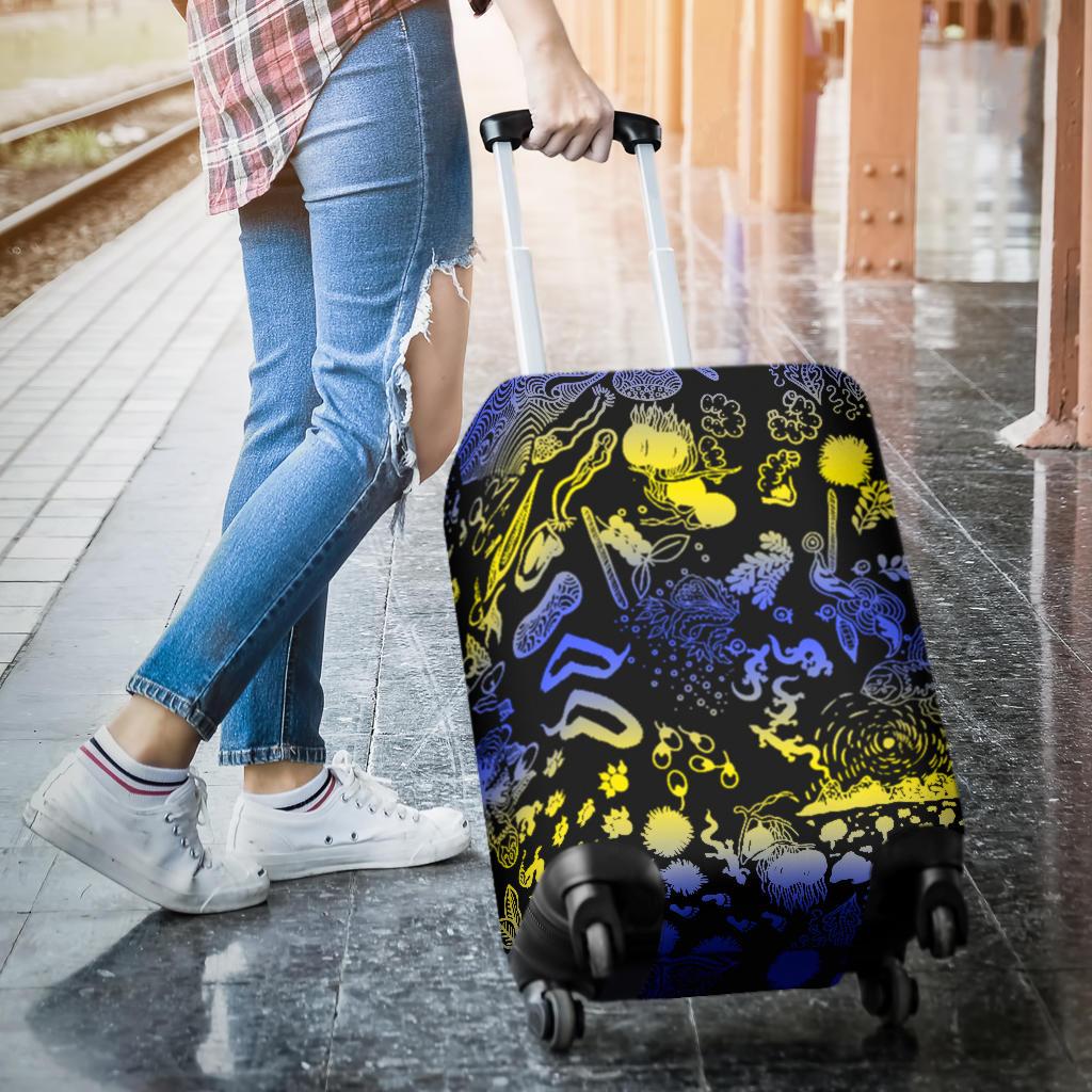 Australia Luggage Cover - Australian Aboriginal Golden Wattle - Vibe Hoodie Shop