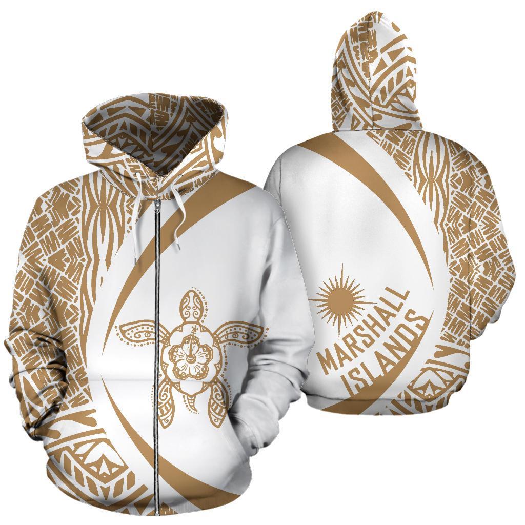 Marshall Islands Turtle Polynesian Zip Up Hoodie - Circle Style - Vibe Hoodie Shop