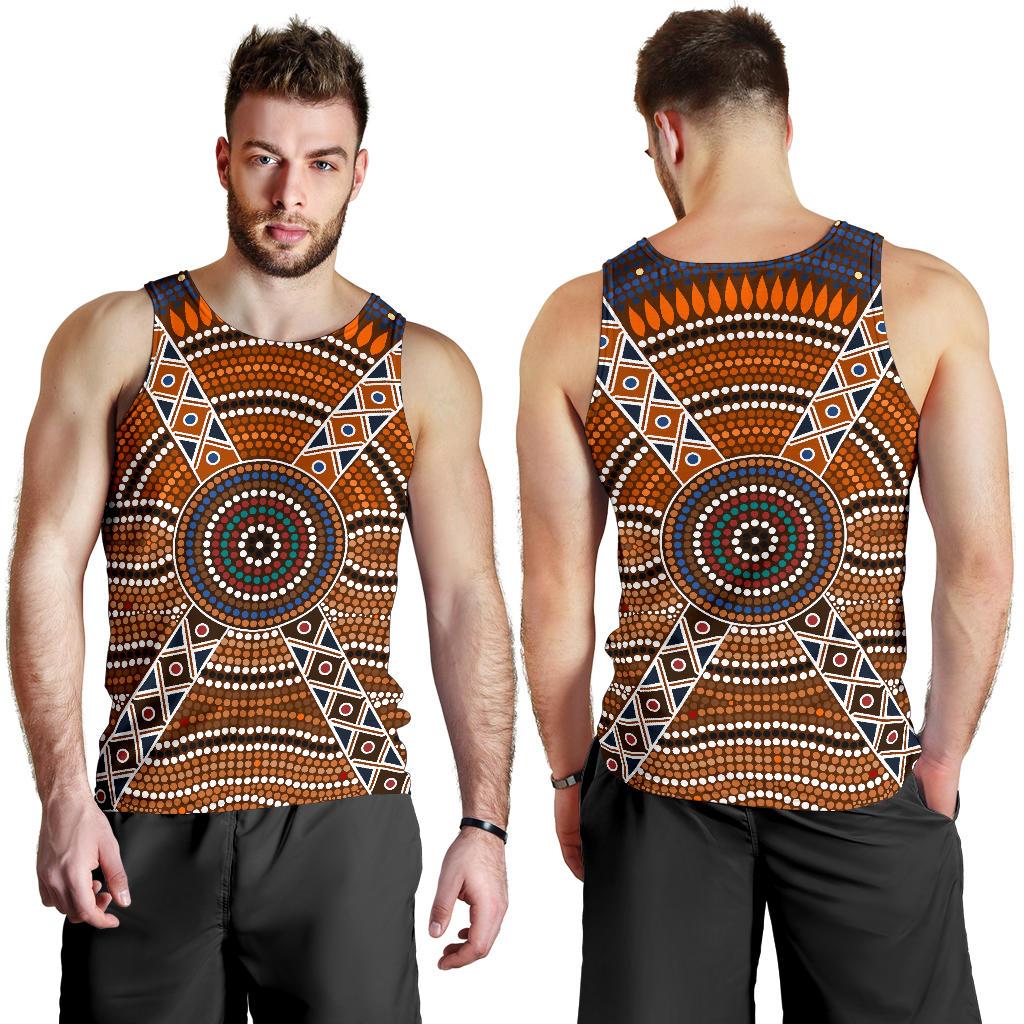 Men Tank Top - Aboriginal Dot Painting Mens Tank Ver01 - Vibe Hoodie Shop