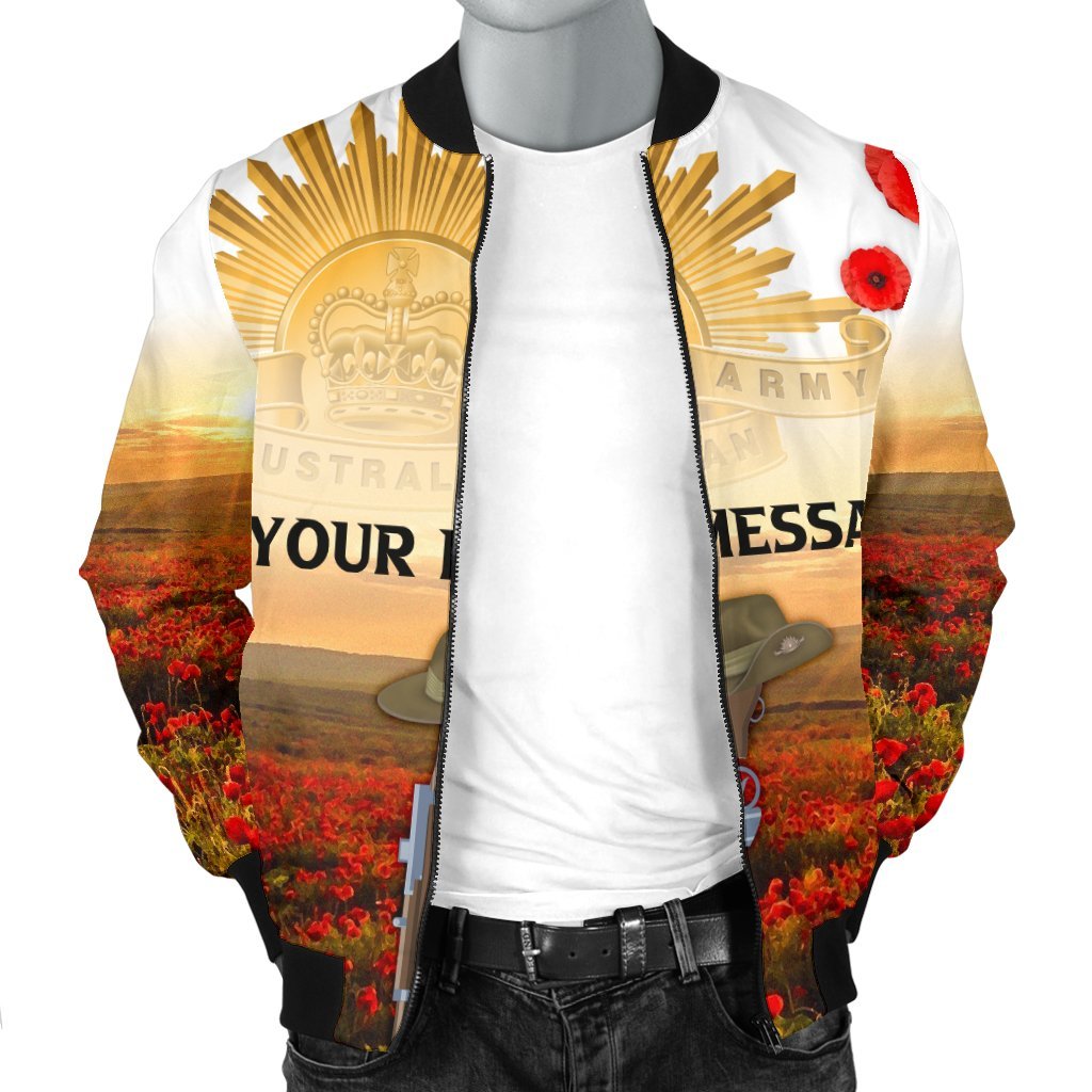 Custom ANZAC Day 2021 Men's Bomber Jacket - We Will Remember Them - Vibe Hoodie Shop