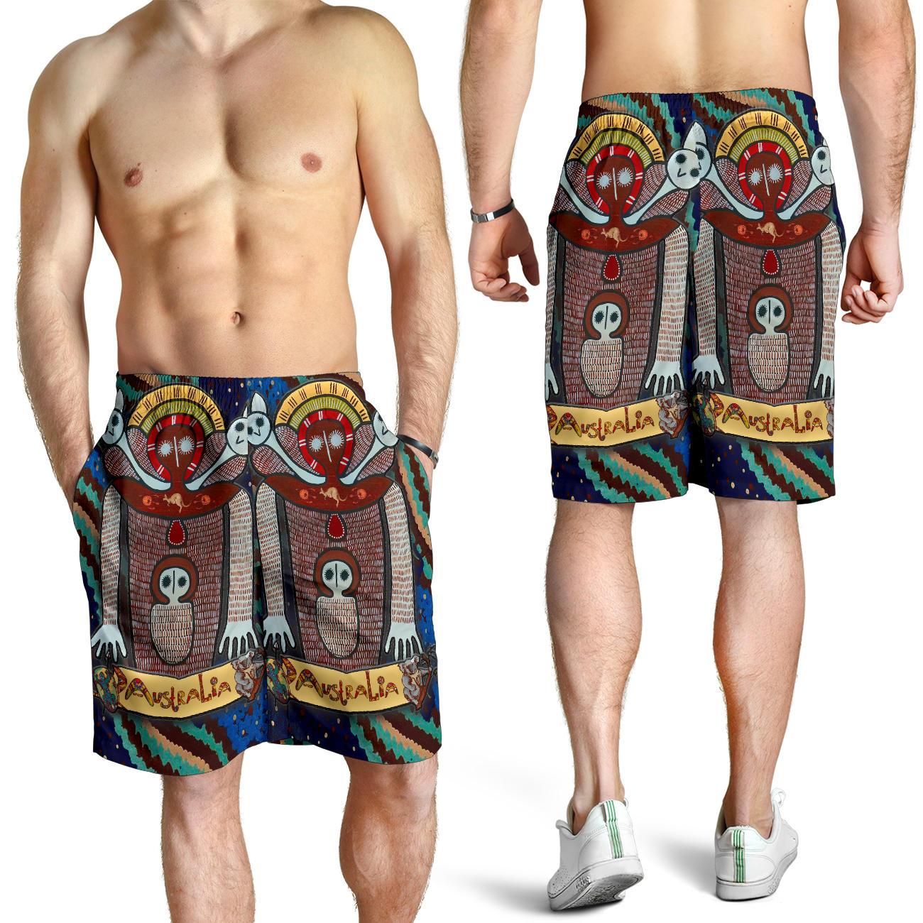 Wandjina Men's Shorts - Australian Aboriginal Mythology - My Australia - Vibe Hoodie Shop