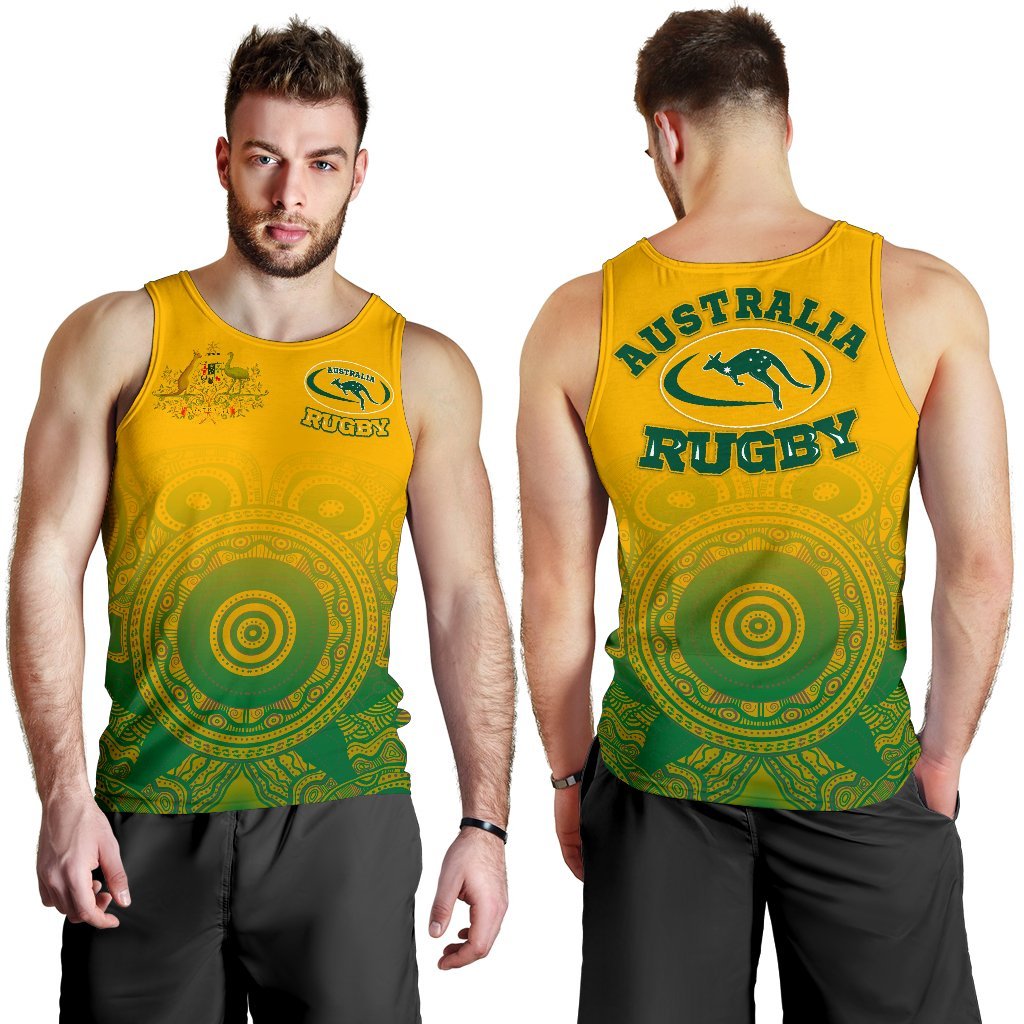 Aboriginal Men's Tank Top, Australia Rugby and Coat Of Arms - Vibe Hoodie Shop