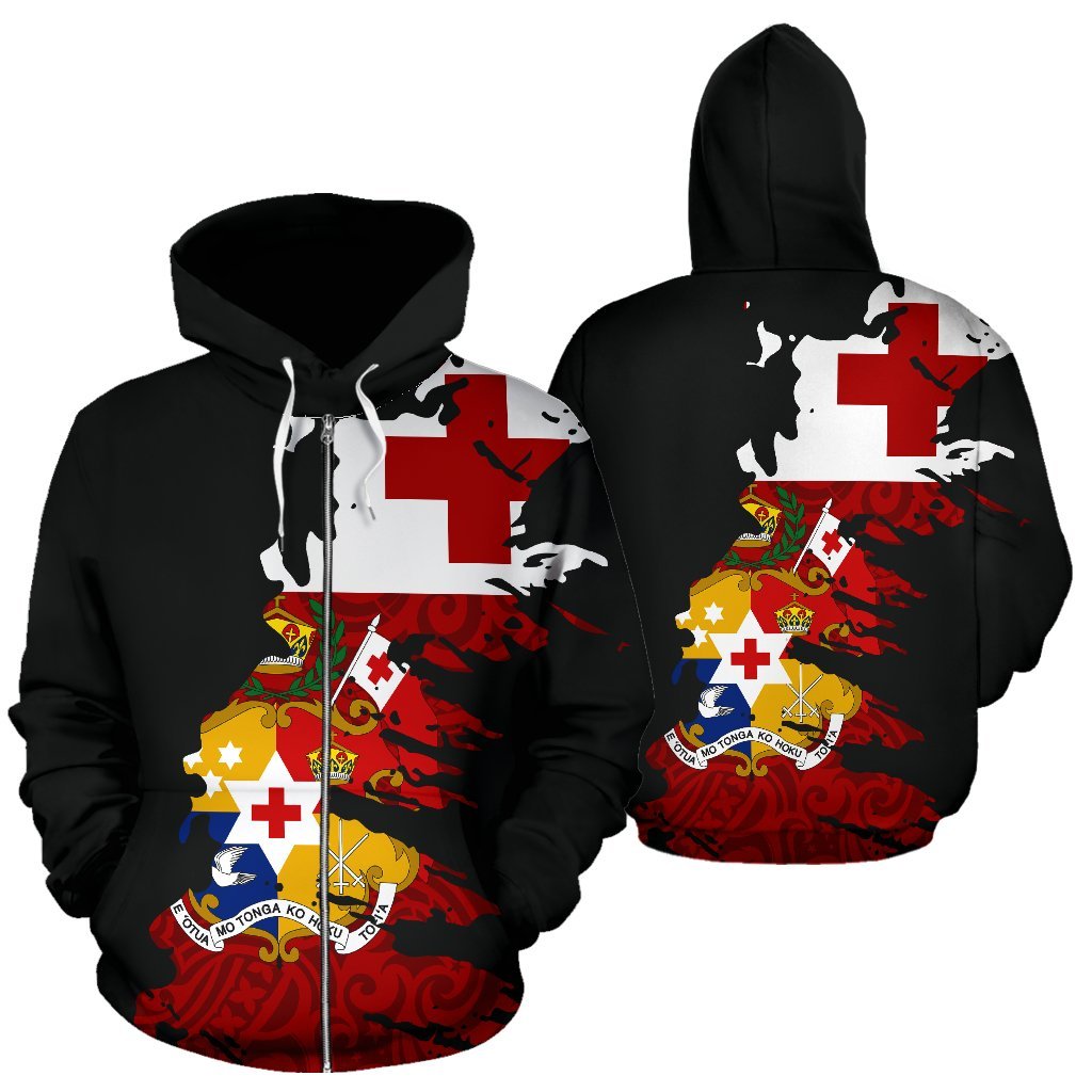 Zip Up Hoodie Tonga Painting Polynesian Zip Up Hoodie 01 - Vibe Hoodie Shop