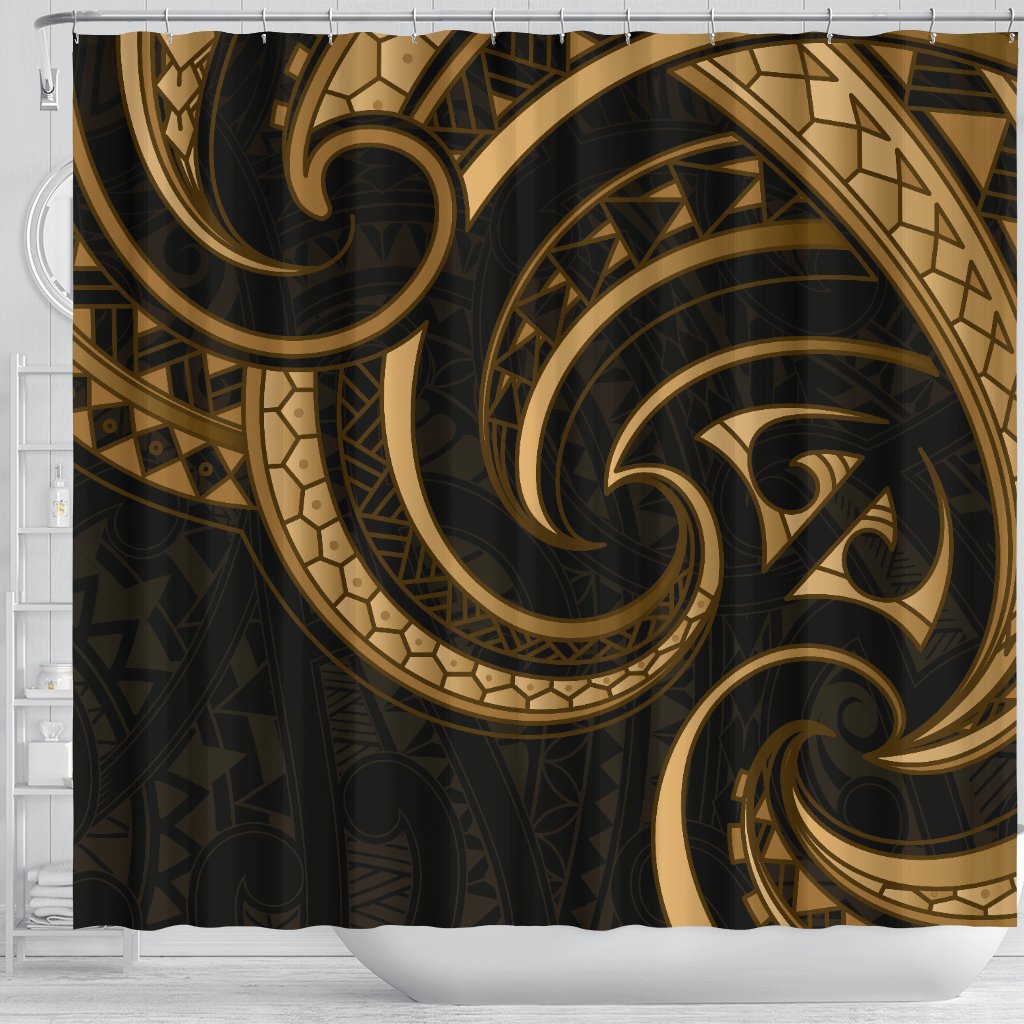 new-zealand-maori-mangopare-shower-curtain-polynesian-gold