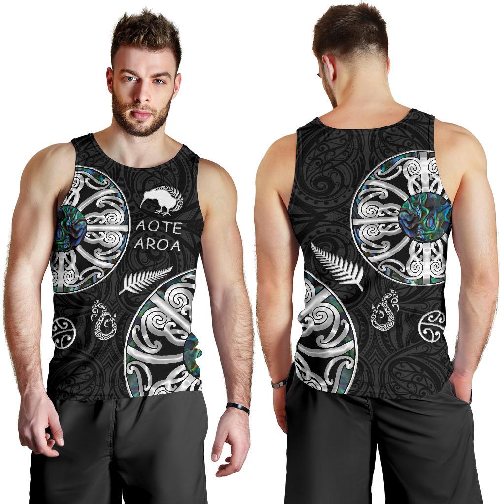 New Zealand Aotearoa Men Tank Top, Maori Mangopare Paua Shell - Vibe Hoodie Shop