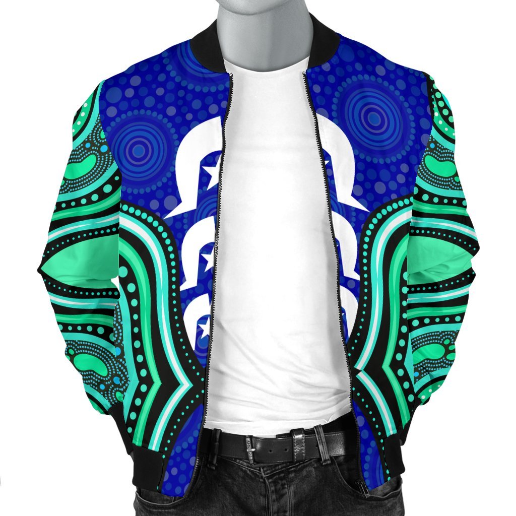 Torres Strait Men's Bomber Jacket - Torres Strait Symbol And Aboriginal Patterns - Vibe Hoodie Shop